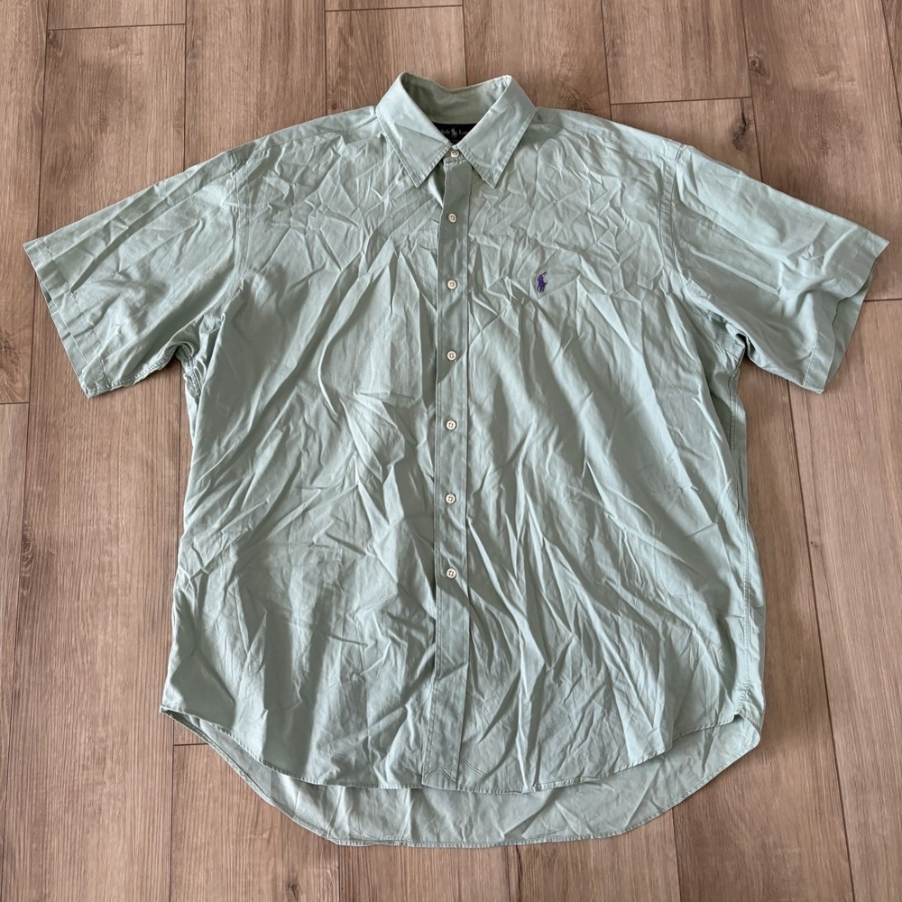 VTG Polo‎ Ralph Lauren Blake Mint Green Button Down Shirt 90s Boxy Fit Sz XL